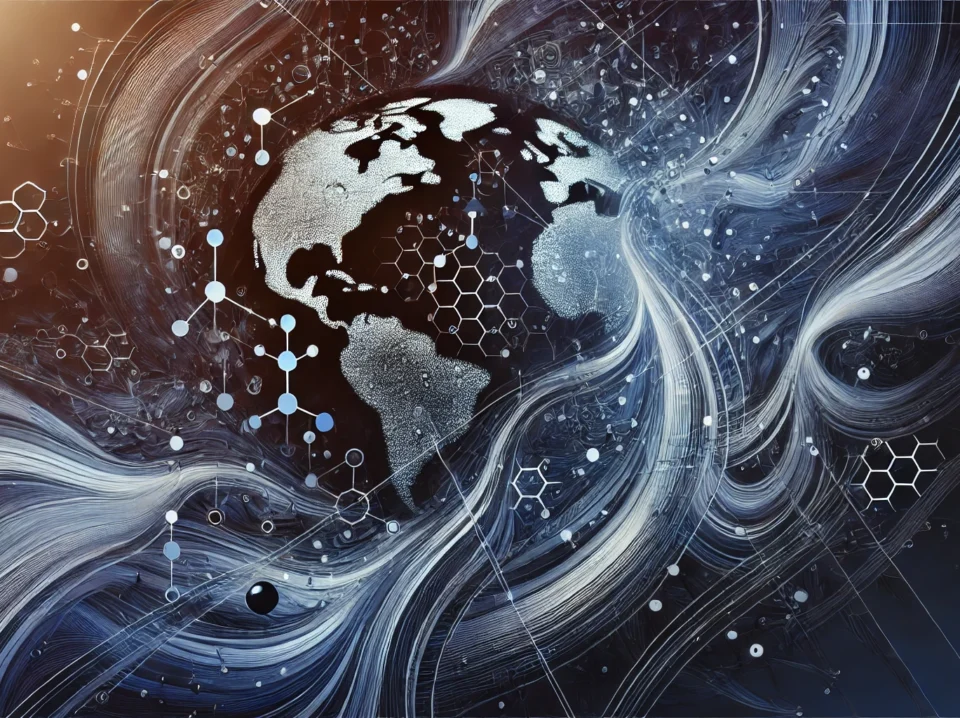 DALL·E 2024-08-26 22.46.55 - An abstract, artistic representation of outsourcing talent and business efficiency. The image features interconnected nodes or networks symbolizing gl