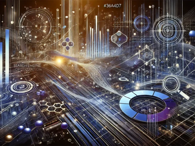 DALL·E 2024-08-26 22.55.39 - An abstract, artistic representation of Search Engine Optimization (SEO) with elements symbolizing digital growth and website visibility. The image in