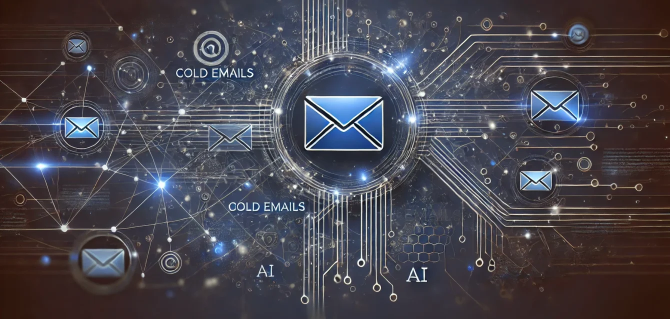 DALL·E 2024-08-26 23.04.35 - An abstract representation of cold emails in a digital marketing context. The image features interconnected lines and nodes symbolizing communication,