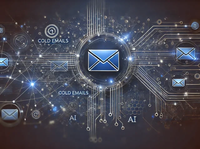 DALL·E 2024-08-26 23.04.35 - An abstract representation of cold emails in a digital marketing context. The image features interconnected lines and nodes symbolizing communication,
