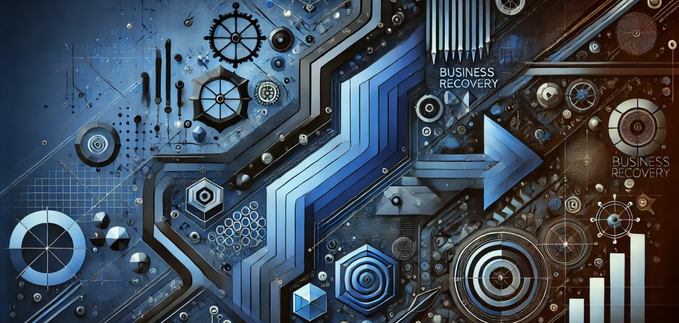 DALL·E 2024-08-26 23.29.36 - An abstract representation of business recovery and growth, featuring sleek, modern elements that symbolize innovation, strategy, and adaptation in a