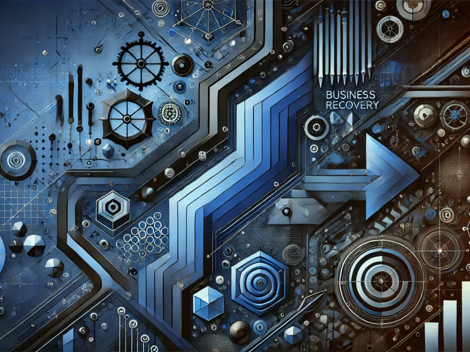 DALL·E 2024-08-26 23.29.36 - An abstract representation of business recovery and growth, featuring sleek, modern elements that symbolize innovation, strategy, and adaptation in a
