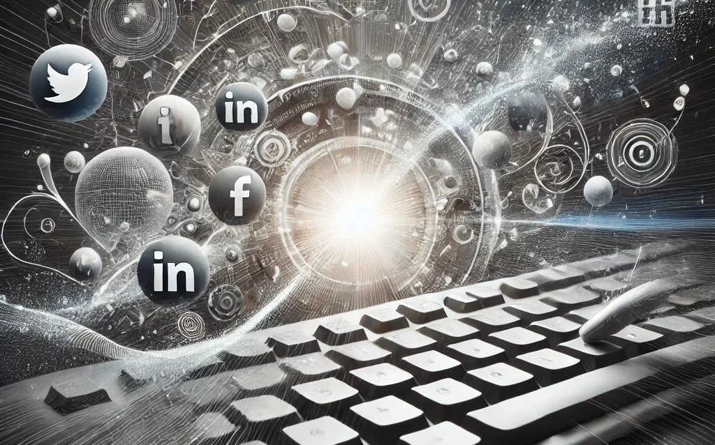 DALL·E 2024-08-30 23.34.49 - A professional, abstract image representing 'Using Social Media for Business Growth,' with a minimalist and sophisticated design. The image should fea