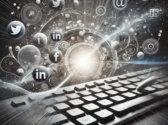 DALL·E 2024-08-30 23.34.49 - A professional, abstract image representing 'Using Social Media for Business Growth,' with a minimalist and sophisticated design. The image should fea