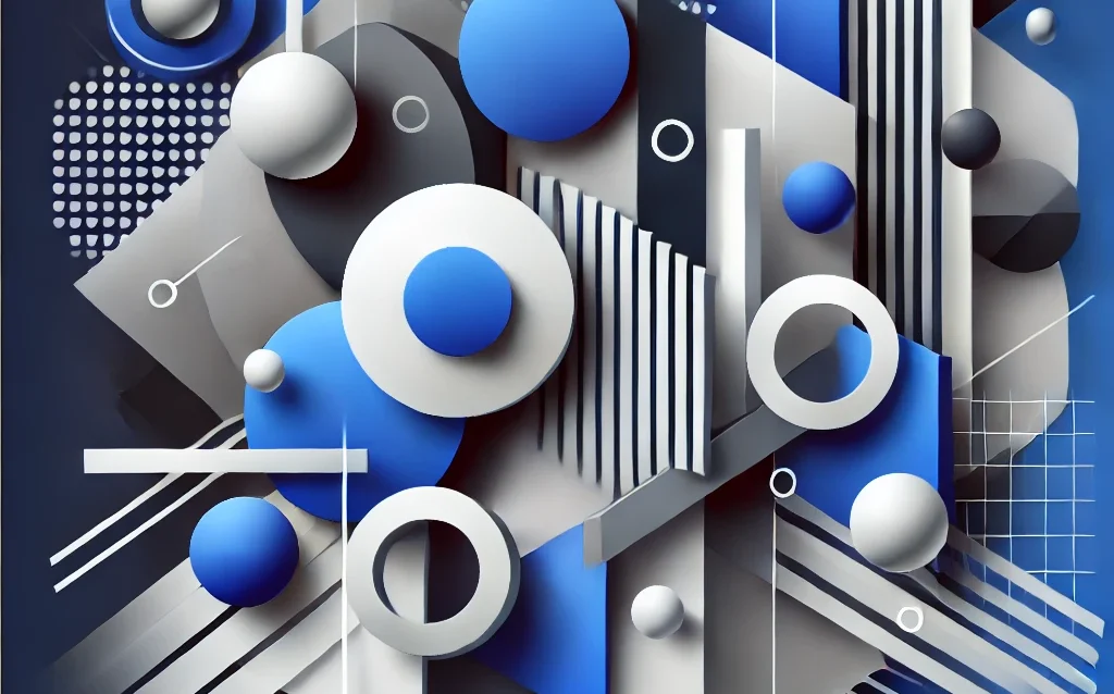 DALL·E 2024-08-30 23.47.55 - An abstract image with a different approach from the previous designs, featuring bold, geometric shapes in various sizes and angles. The background sh