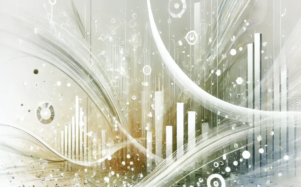 DALL·E 2024-08-30 23.57.49 - An abstract image where white is the predominant color, symbolizing marketing and growth. The design should feature elements like upward arrows, graph